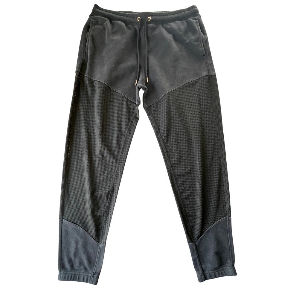 Abercrombie & Fitch Mesh Panel Jogger Pants Womens L Black Athleisure Streetwear